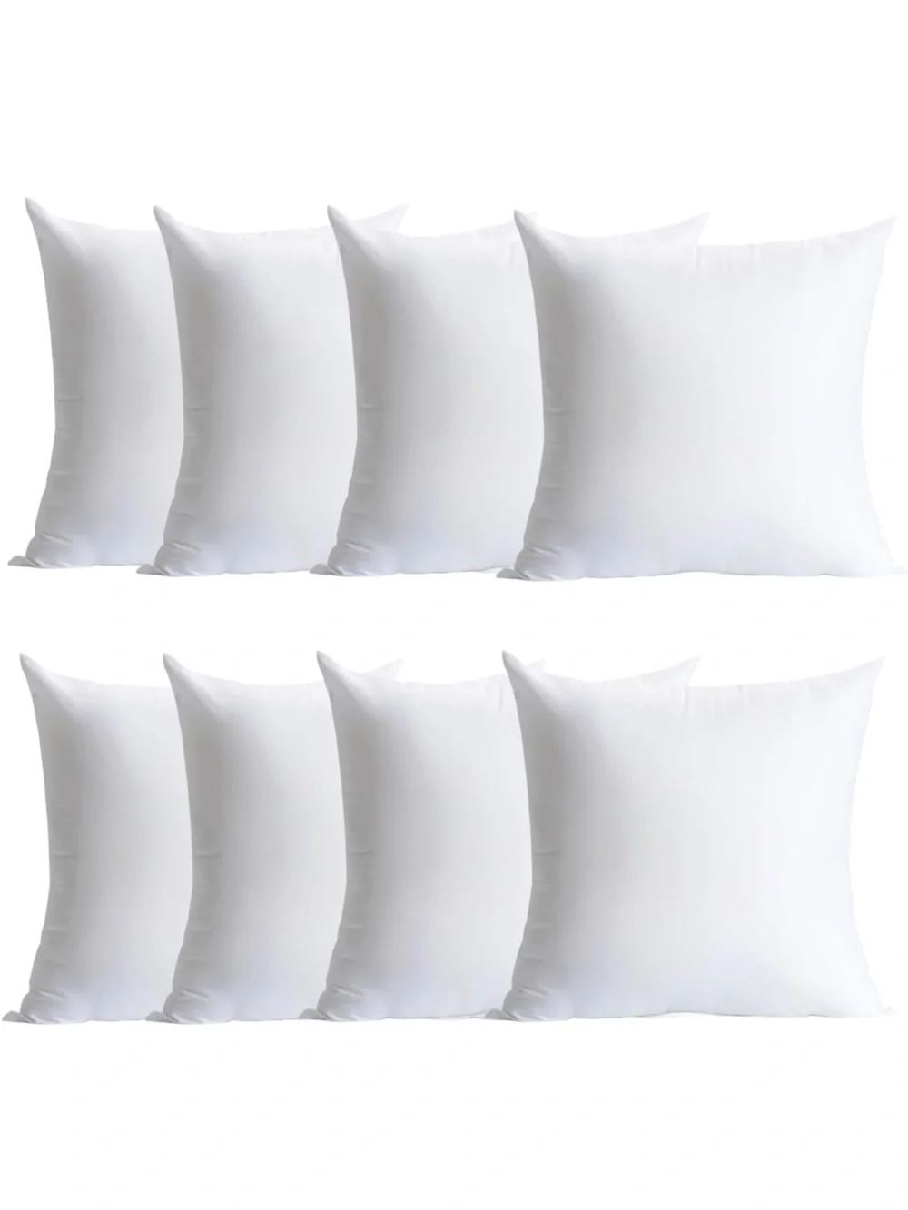 Premium White Throw Pillow Inserts - Soft Support (Set of 8)